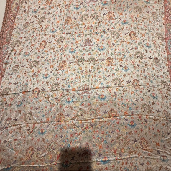 ✨ Luxe Indian Wool–Silk Jacquard Shawl | Hyderabad Artisan Weave | 30 x 80 NWOT - Picture 5 of 13